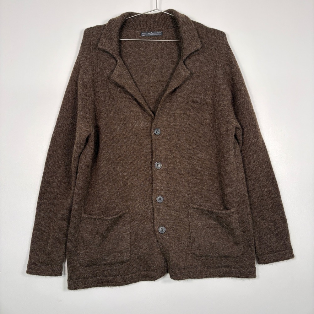 Peruvian Connection Women Jacket XL Brown 100% Baby Alpaca Knit Button Blazer